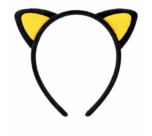 Peluş Kedi Kulak Taç Sarı Siyah – Çocuk Parti & Kostüm Tacı