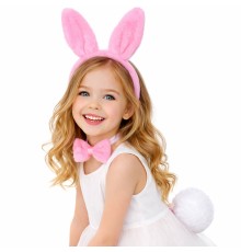 Pembe Full Tavşan Kulak Papyon Kuyruk 3'lü Parti Seti