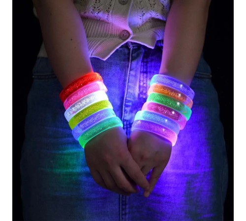 Pembe Led Işıklı Baskı Yapılabilen Pilli Bileklik Bilezik 1,5 cm Genişlik