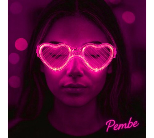 Pembe LED Işıklı Kalp Gözlük – 3 Modlu Parti & Glow Gözlüğü