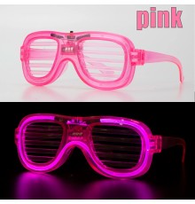 Pembe Led Işıklı Parti Gözlüğü - Neon Glow Şerit Gözlük 3 Modlu
