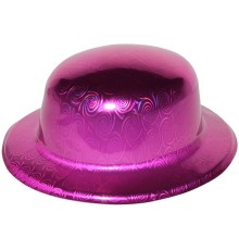 Pembe Renk Hologramlı Plastik Yuvarlak Melon 27x24 cm