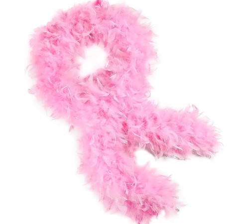 Pembe Renk Kabarık Kalın Otriş Boa Tüy 6 cm Genişlik 180-200 cm Uzunluk