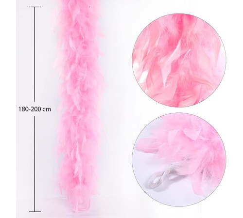 Pembe Renk Kabarık Kalın Otriş Boa Tüy 6 cm Genişlik 180-200 cm Uzunluk