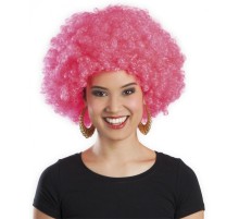 Pembe Renk Kıvırcık Afro Bonus Peruk