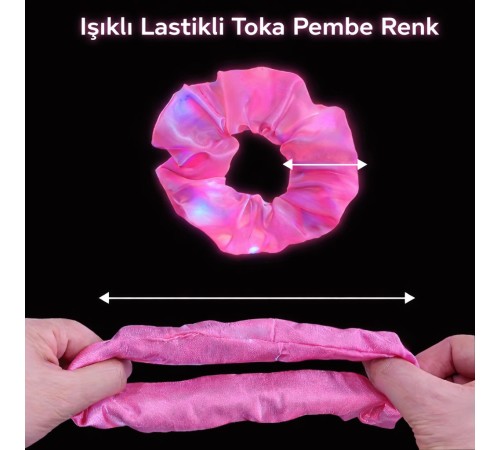 Pembe Renk Led Işıklı Lastikli Saç Tokası - 3 Modlu Festival & Parti Saç Tokası