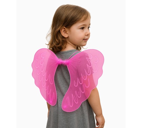 Pembe Renk Ortası Pembe Tüylü Tül Peri Kanadı 40x50 cm