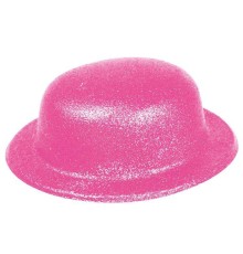 Pembe Renk Simli Melon Yuvarlak Parti Şapkası 24x26 cm