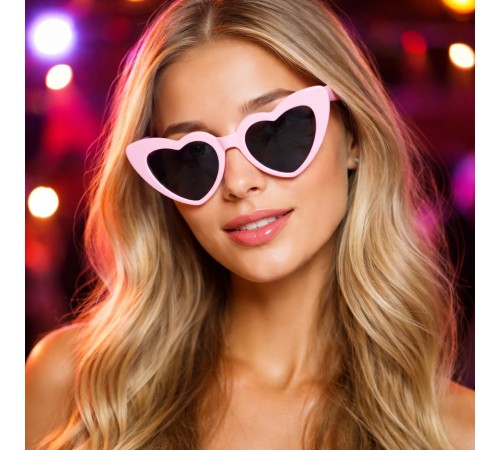 Pembe Retro Kalp Gözlük – 80’ler 90’lar Stil Parti Gözlüğü