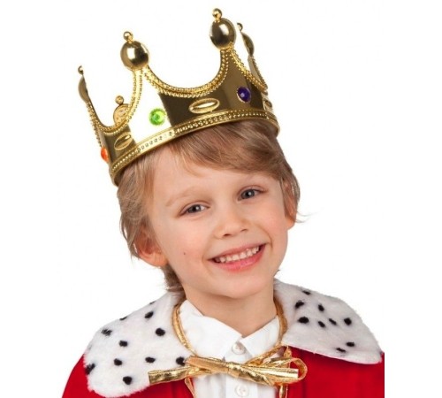 Plastik Kral Tacı Altın Renk Çocuk Boy
