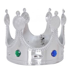 Plastik Kral Tacı Gümüş Renk Yetişkin 55 cm