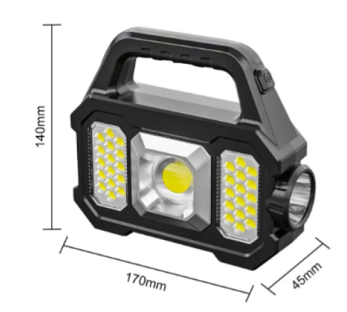 Polizei P-880A Solar Powerbanklı Şarjlı Taşınabilir Güçlü Fener