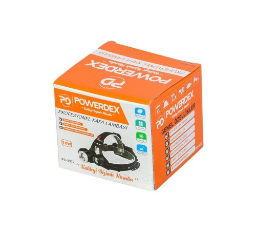Powerdex 10 W Şarjlı Metal Yağmur Suyu Geçirmez Kafa Lambası - Feneri