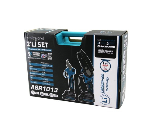 PROFESYONEL 2 PCS SET 6 İNÇ - 8 İNÇ BUDAMA DAL KESME TESTERE ŞARJLI ZİNCİRLİ KÖMÜRLÜ 18V-1500MAH