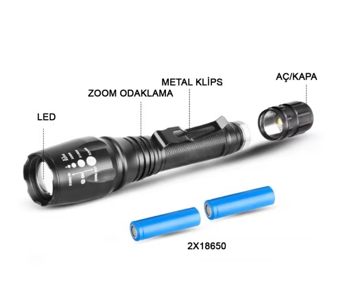 Profesyonel Tx6 Şarjlı Zoomlu El Feneri Wt-241