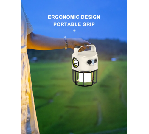 PS-22025 ÇİFT IŞIKLI TYPE-C POWERBANK ÖZELLİKLİ TAŞINABİLİR ŞARJ EDİLEBİLİR KAMP LAMBASI