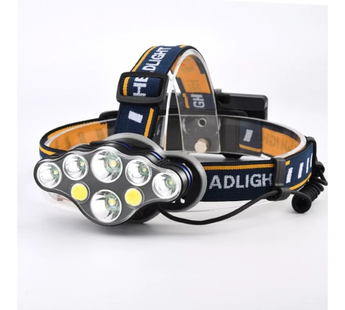 PS-888 Güçlü USB Şarj Edilebilir Profesyonel 8 Modlu 6000 Lümen 8 LED Su Geçirmez Kafa Lambası