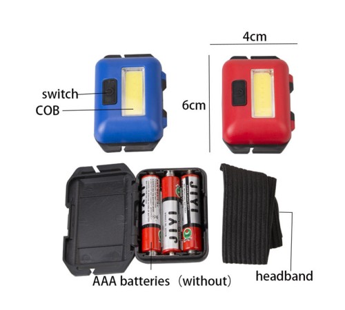 PS-T89 Mini Pilli COB LED 3 Mod Su Geçirmez Kafa Feneri Lambası