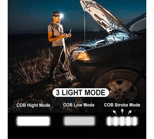 PS-T89 Mini Pilli COB LED 3 Mod Su Geçirmez Kafa Feneri Lambası