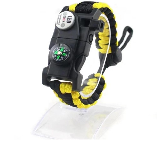 Pusula,Fenerli Yüksek Desibel Düdüklü Hayatta Kalma Kamp Bilekliği - SARI