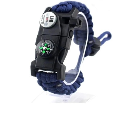Pusula,Fenerli Yüksek Desibel Düdüklü Hayatta Kalma Kamp Bilekliği - MAVİ