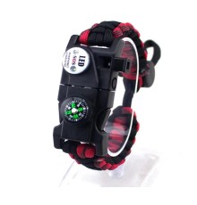 Pusula,Fenerli Yüksek Desibel Düdüklü Hayatta Kalma Kamp Bilekliği - KIRMIZI