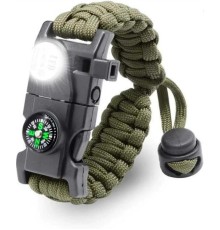 Pusula,Fenerli Yüksek Desibel Düdüklü Hayatta Kalma Kamp Bilekliği - HAKİ