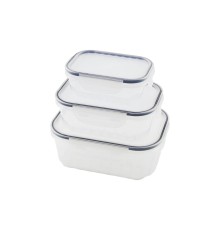 3PCS SIZDIRMAZ SAKLAMA KABI SETİ ŞEFFAF KAP BUĞULU CONTALI KAPAK 500 1000 1700ML