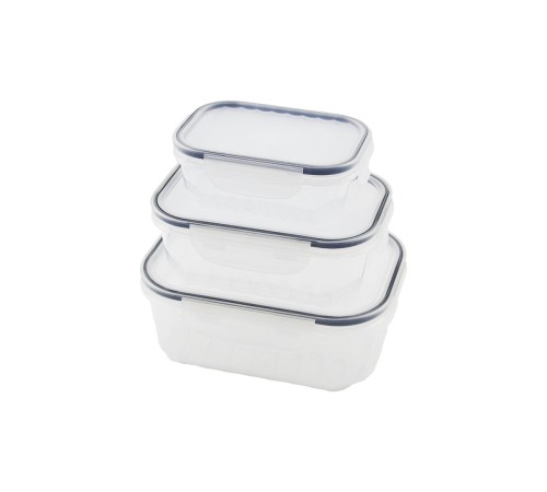 3PCS SIZDIRMAZ SAKLAMA KABI SETİ ŞEFFAF KAP BUĞULU CONTALI KAPAK 500 1000 1700ML