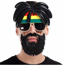 Rasta Peruklu Rasta Sakallı Bob Marley Bıyıklı Parti Gözlüğü 27x18 cm