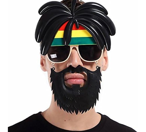Rasta Peruklu Rasta Sakallı Bob Marley Bıyıklı Parti Gözlüğü 27x18 cm