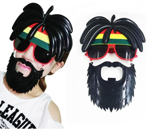 Rasta Peruklu Rasta Sakallı Bob Marley Bıyıklı Parti Gözlüğü 27x18 cm
