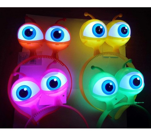 Rengarenk 3 Farklı Fonksiyonda Yanan Led Işıklı Uzaylı Göz Taç 1 Adet 18x12 cm