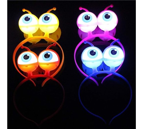 Rengarenk 3 Farklı Fonksiyonda Yanan Led Işıklı Uzaylı Göz Taç 1 Adet 18x12 cm