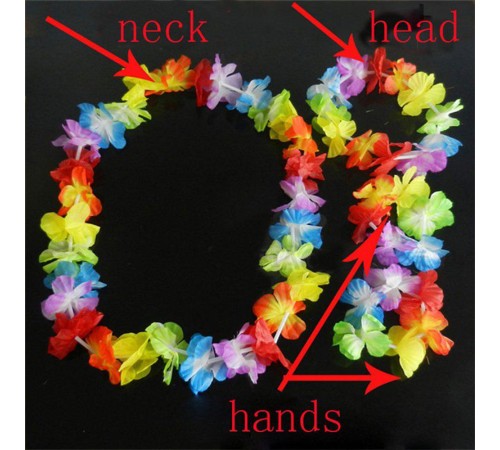 Rengarenk Hawaii Kolye Taç Bileklik Seti 4 Parça