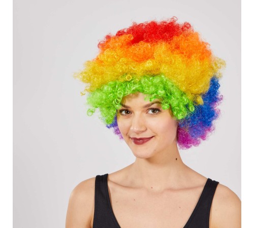 Rengarenk Kıvırcık Afro Bonus Peruk