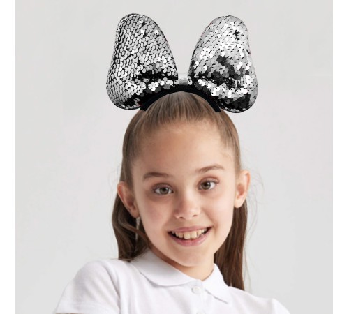 Renk Değiştiren Pullu Payetli Fiyonk Parti Tacı Fuşya Gümüş Renk 20x16 cm