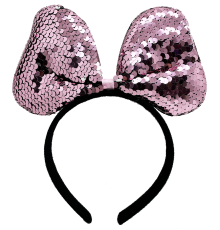 Renk Değiştiren Pullu Payetli Fiyonk Parti Tacı Pembe Gümüş Renk 20x16 cm