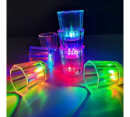 Renkli Led Parlayan Fiber Optik Glow Işıklı Bardak 5,5 x 5,5 cm 1 Adet