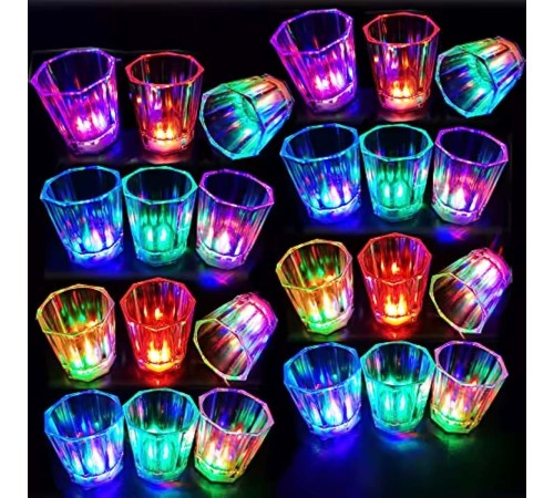 Renkli Led Parlayan Fiber Optik Glow Işıklı Bardak 5,5 x 5,5 cm 1 Adet