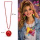 Retro Disko Topu Şekilli 80'ler 90'lar Kırmızı Renk Plastik Kolye