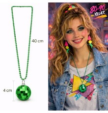 Retro Disko Topu Şekilli 80'ler 90'lar Yeşil Renk Plastik Kolye