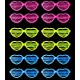 Retro Neon Fosforlu Kalp Panjur Gözlük 12 Adet – 80’ler 90’lar Parti Stili