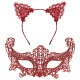 Romantik Kırmızı Dantel Maske Seti – Kedi Kulaklı Taç ve Maske 3 No