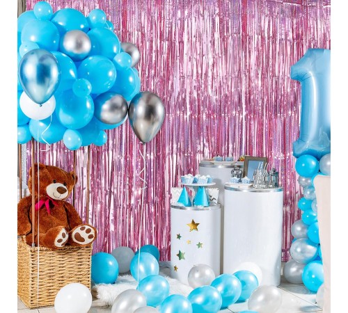 Rose Gold Renk Ekstra Metalize Parlak Saçaklı Arka Fon Perde İthal A Kalite 1x2 Metre