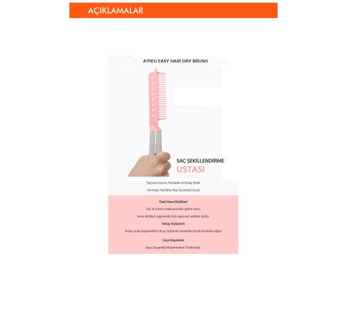 Saçlara Kolay Şekil Veren Saç Kurutma Fırçası APIEU Easy Hair Dry Brush