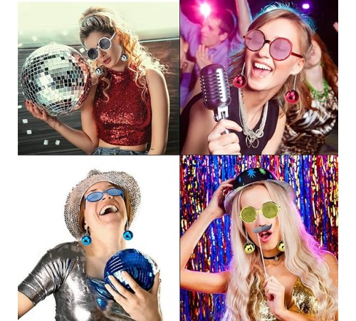 Sallanan Disko Top Küpeli Gözlük Retro Hawaii 5 Renk 6 Adet