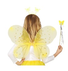 Sarı Kelebek Erkek-Kız Seti – 50 cm Kelebek Kanadı, Taç ve Asa