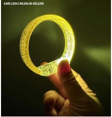 Sarı Led Işıklı Baskı Yapılabilen Pilli Bileklik Bilezik 1,5 cm Genişlik