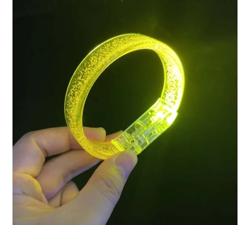 Sarı Led Işıklı Baskı Yapılabilen Pilli Bileklik Bilezik 1,5 cm Genişlik